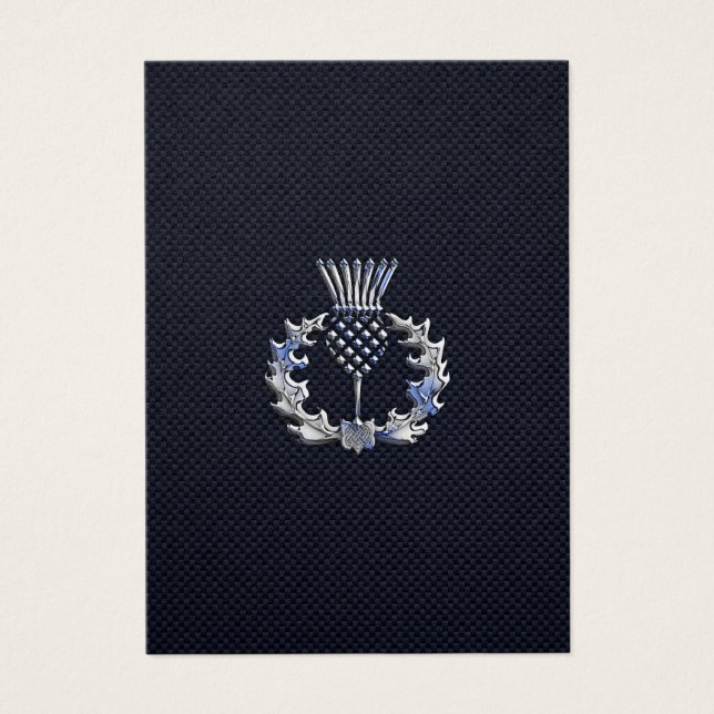 Chrome on Carbon Fibre Print Scottish Thistle (Front)