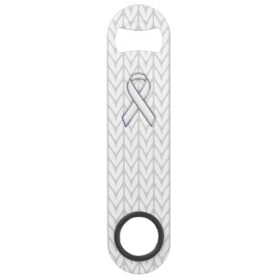 Chrome on White Chevrons Ribbon Awareness Print