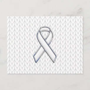 Chrome on White Chevrons Ribbon Awareness Print Postcard