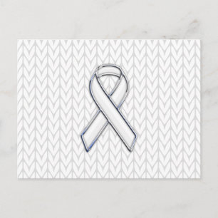 Chrome on White Chevrons Ribbon Awareness Print Postcard