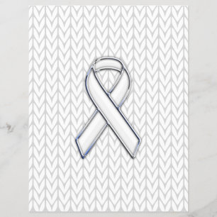 Chrome on White Knit Ribbon Awareness Print Flyer