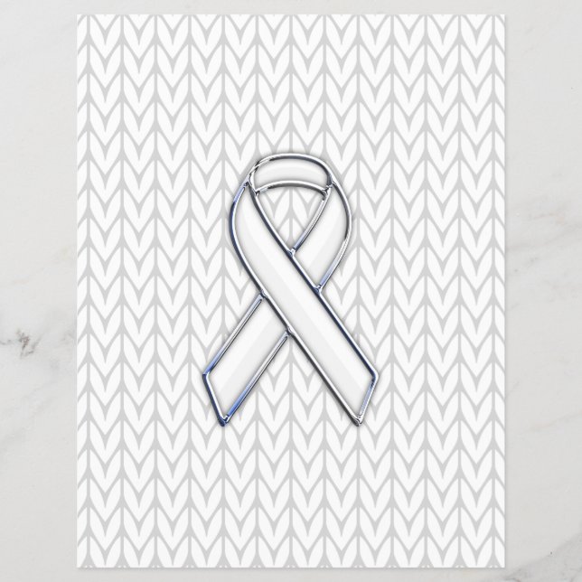 Chrome on White Knit Ribbon Awareness Print Flyer (Front)