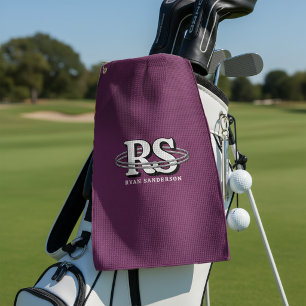 Chrome Orbit Monogram Initials Any Colour ID1331 Golf Towel