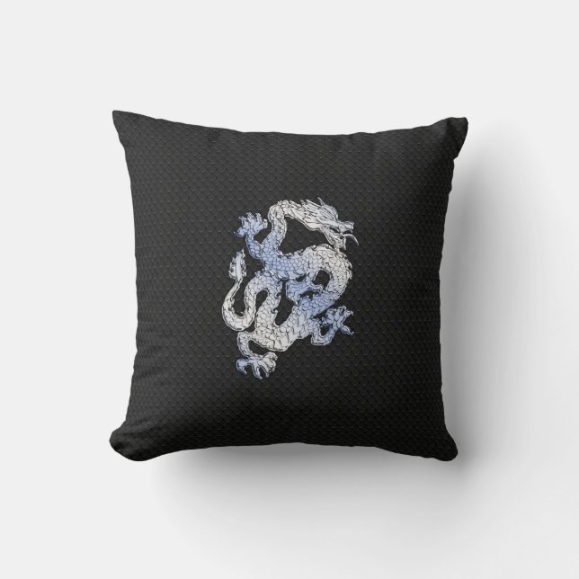 Chrome orient Style Dragon Black Snake Skin Print Cushion (Front)