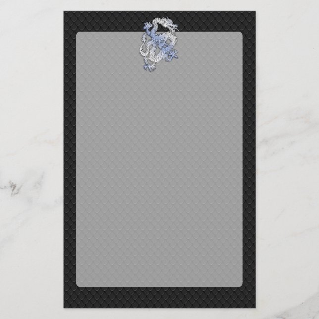 Chrome orient Style Dragon Black Snake Skin Print Stationery (Front)