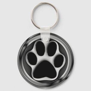 CHROME PAW PRINT KEY RING