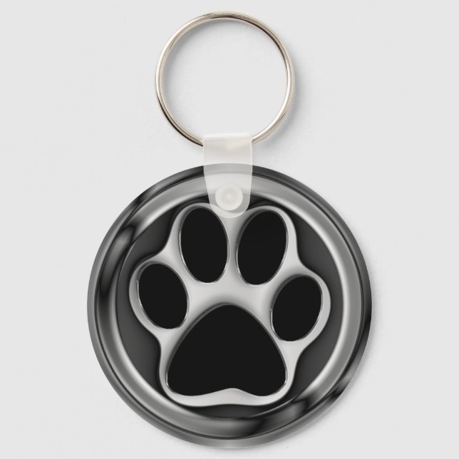 CHROME PAW PRINT KEY RING (Front)