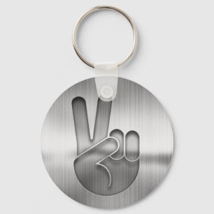 Chrome Peace Hand Key Ring
