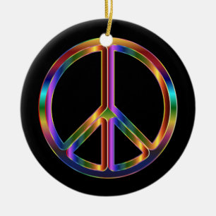 Chrome Peace Sign Ceramic Tree Decoration