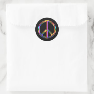 Chrome Peace Sign Classic Round Sticker