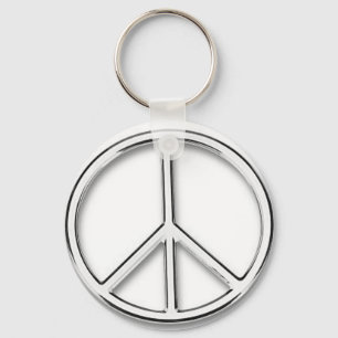 chrome peace sign keychain