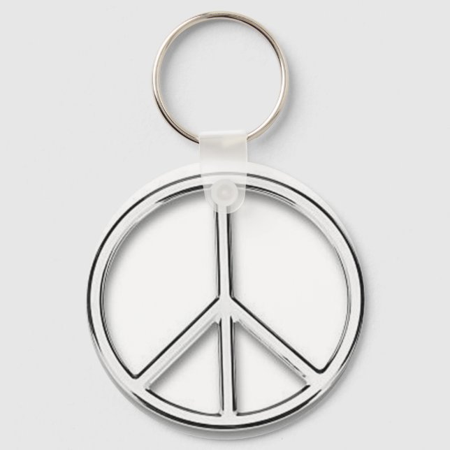 chrome peace sign keychain (Front)