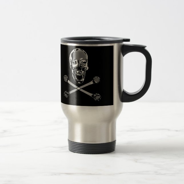 Chrome Pirate Jolly Rogers Travel Mug (Right)