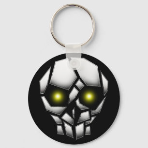 Chrome Plated Skull with Glowing Eyes Key Ring