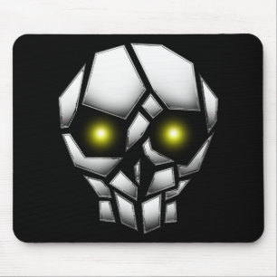 Chrome Plated Skull with Glowing Eyes Mouse Mat