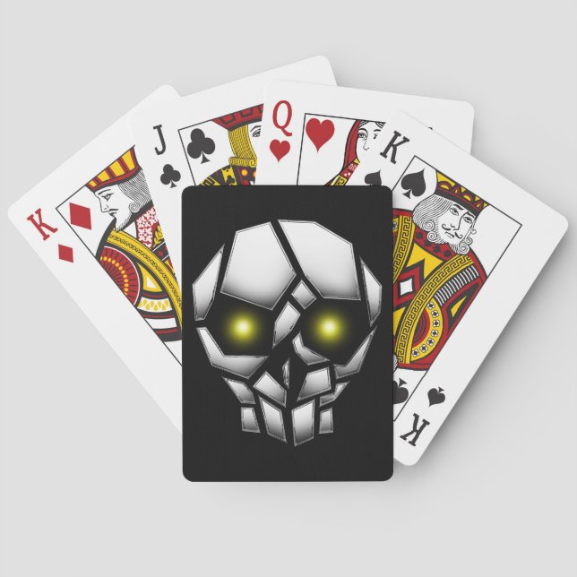Chrome Plated Skull with Glowing Eyes Playing Cards (Back)