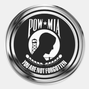 CHROME POW MIA CLASSIC ROUND STICKER