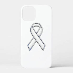 Chrome Print Belted White Ribbon Awareness iPhone 12 Mini Case