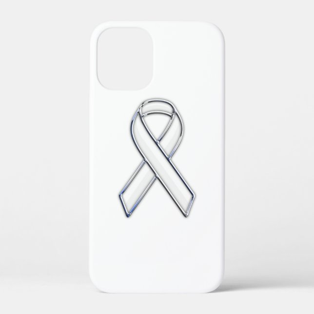 Chrome Print Belted White Ribbon Awareness Case-Mate iPhone Case (Back)