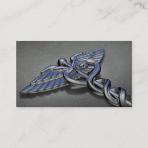 Chrome Professional Medical Caduceus Business Card
