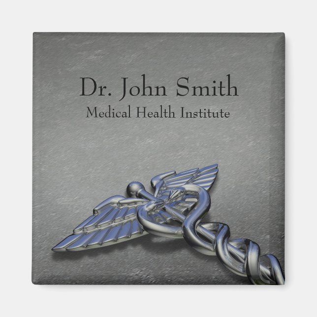 Chrome Professional Medical Caduceus - Magnet (Front)