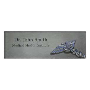 Chrome Professional Medical Caduceus - Name Tag