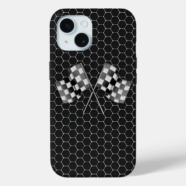 Chrome Racing Flags on Honeycombs Case-Mate iPhone Case (Back)