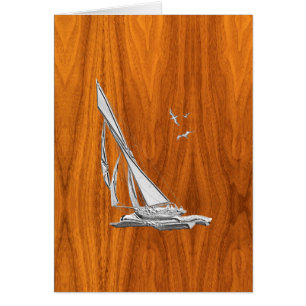 Chrome Regatta Sailboat on Teak Veneer Styles