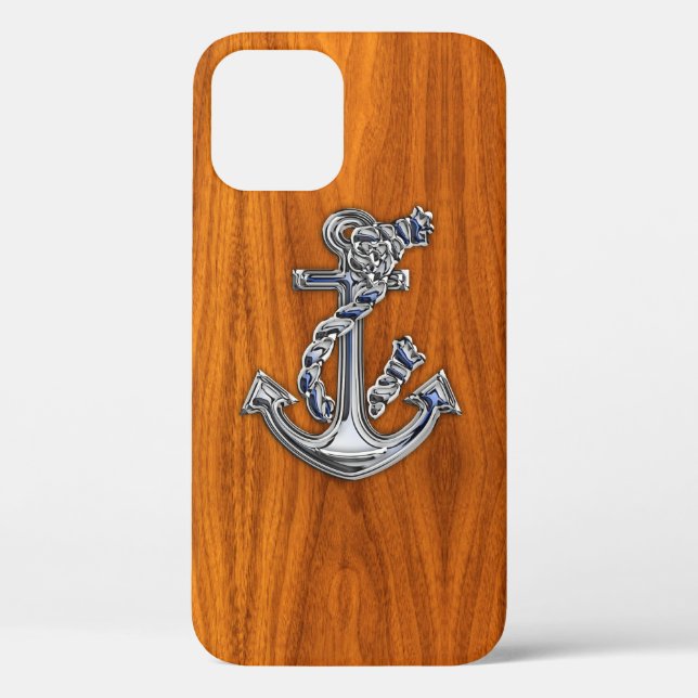 Chrome Rope Anchor on Teak Decor Case-Mate iPhone Case (Back)