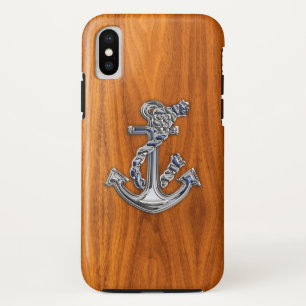 Chrome Rope Anchor on Teak Decor iPhone X Case