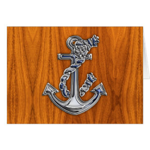 Chrome Rope Anchor on Teak Veneer