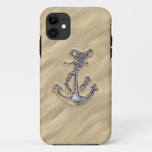 Chrome Rope Anchor on the Beach Decor iPhone 11 Case