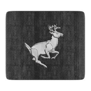 Chrome Running Deer on Carbon Fibre Decor Cutting Board
