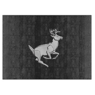 Chrome Running Deer on Carbon Fibre Decor Cutting Board