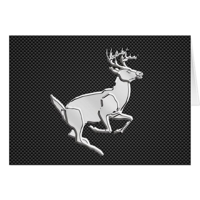 Chrome Running Deer on Carbon Fibre Print (Front Horizontal)