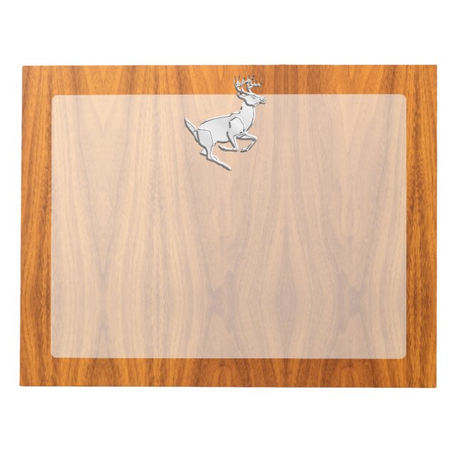 Chrome Running Deer on Fine Teak Print Notepad (Front)