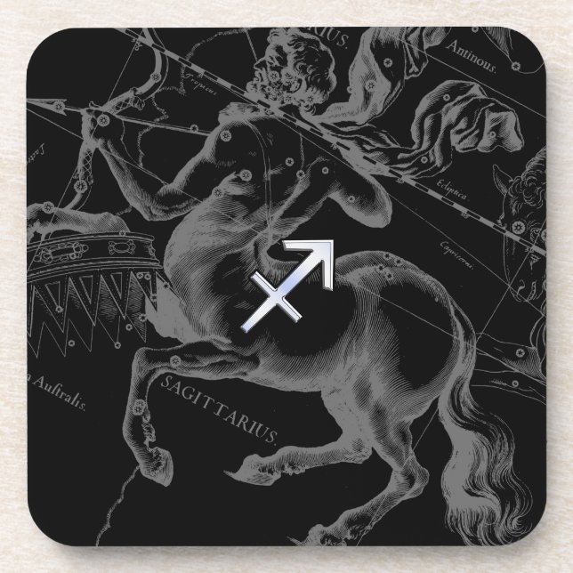 Chrome Sagittarius Zodiac Sign Hevelius circa 1690 Coaster (Front)