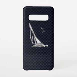 Chrome Sail Boat on Carbon Fibre Print Samsung Galaxy Case