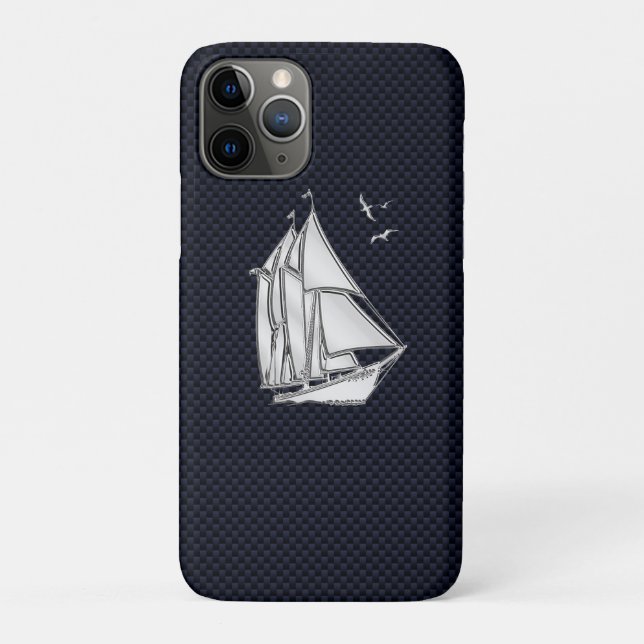 Chrome Sailboat on Carbon Fibre Print  Case-Mate iPhone Case (Back)