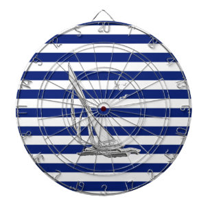 Chrome Sailing on Nautical Stripes Dartboard