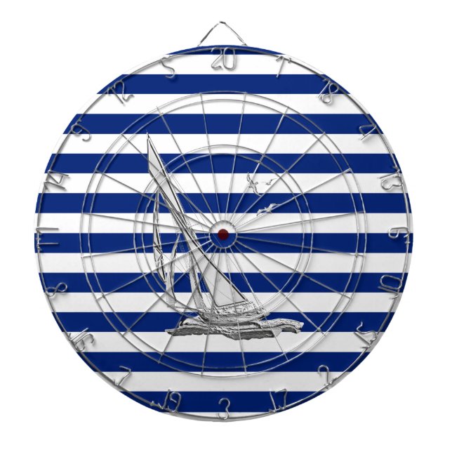 Chrome Sailing on Nautical Stripes Dartboard (Front)