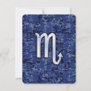 Chrome Scorpio Zodiac Sign on Navy Blue Camo