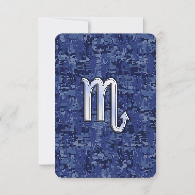 Chrome Scorpio Zodiac Sign on Navy Blue Camo (Front)
