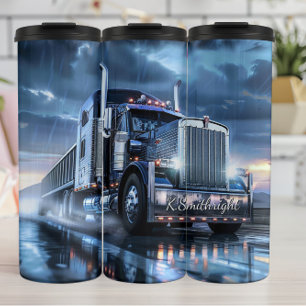 Chrome Semi Truck Rain Storm Thermal Tumbler