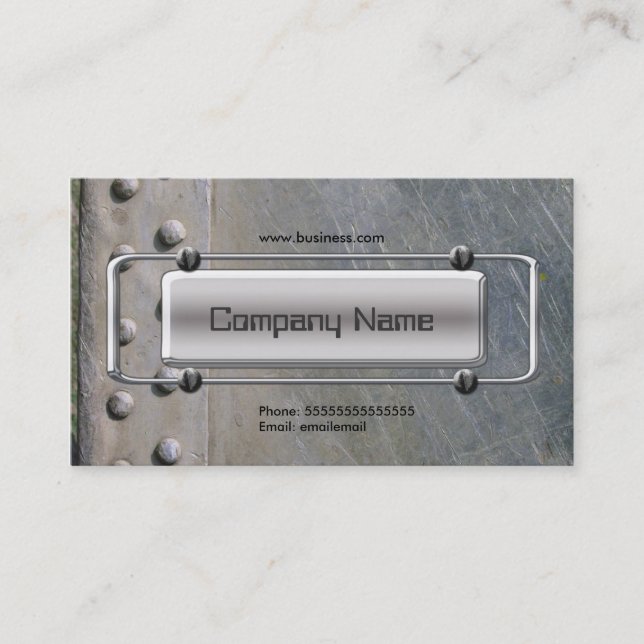 Chrome Silver Grey Metal Company Image Business Card (Front)