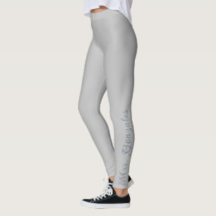 Chrome Silver & Slate Blue Custom Modern Bride Leggings