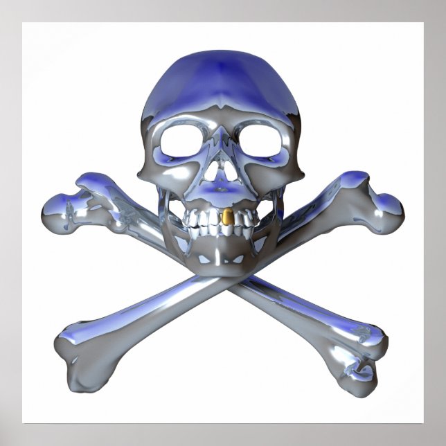 Chrome skull and crossbones poster (Front)
