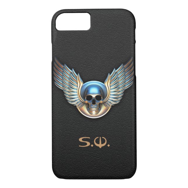 Chrome skull and Wings iPhone 7 Case (Back)