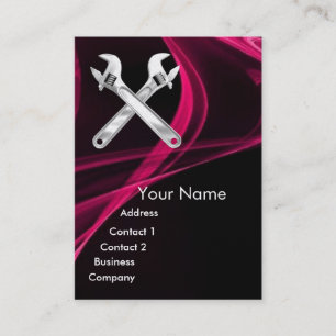 CHROME SKULL AND WRENCHES METAL MECHANICS pearl Business Card