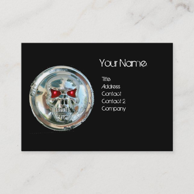 CHROME SKULL BLACK AND RED RUBY MONOGRAM BUSINESS CARD (Front)